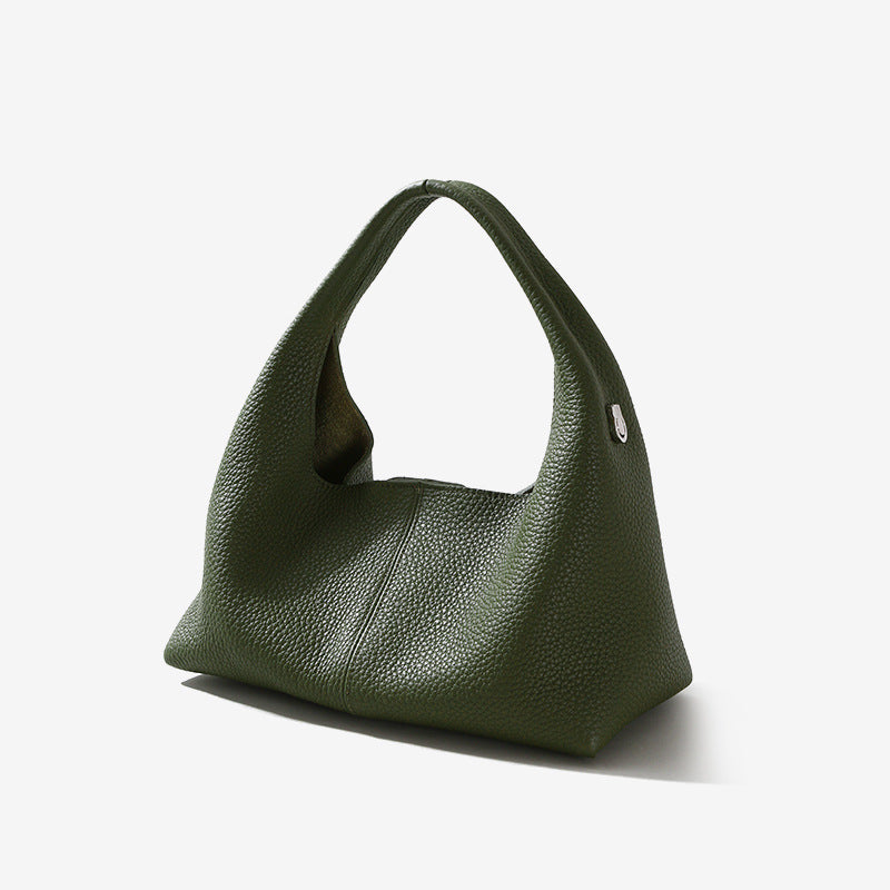 Women’s Genuine Leather Minimalist Dumpling-Shaped Magnetic Closure Handbag image 3