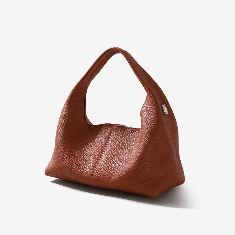 Women’s Genuine Leather Minimalist Dumpling-Shaped Magnetic Closure Handbag image 4