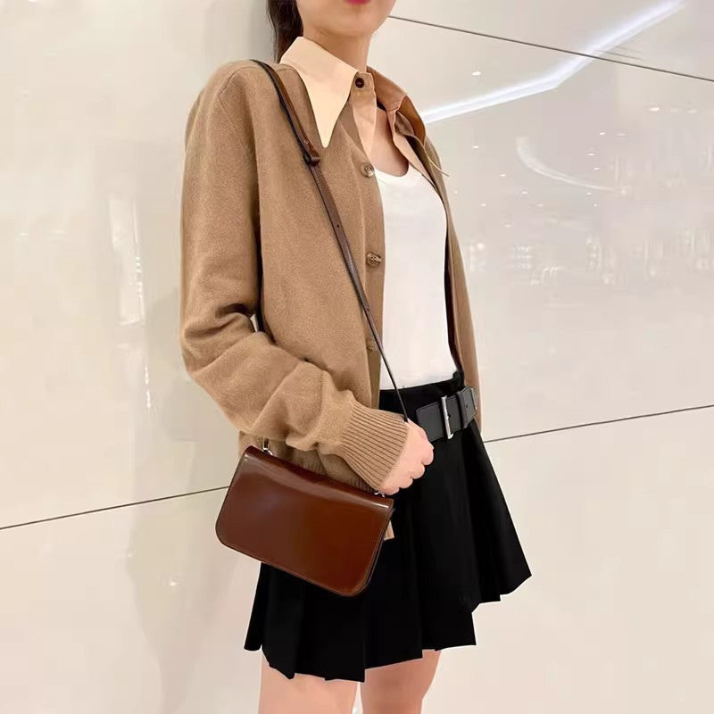 Women’s Genuine Leather Minimalist Flap Crossbody Box Bag image 3