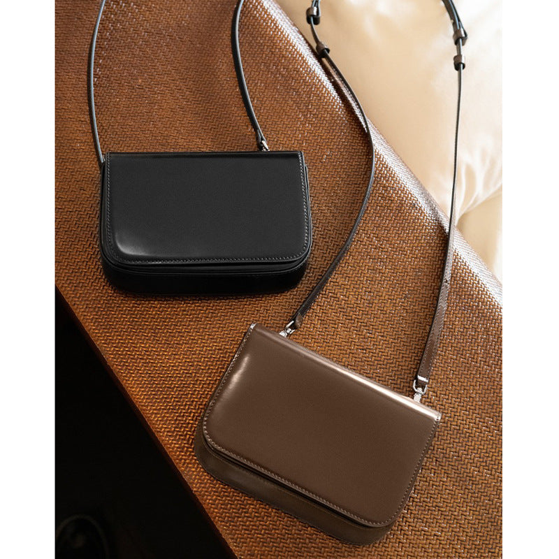 Women’s Genuine Leather Minimalist Flap Crossbody Box Bag image 4