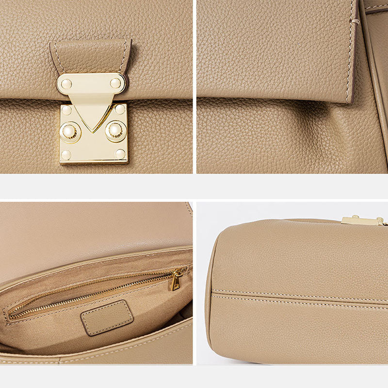 Women’s Genuine Leather Minimalist Flap Magnetic Closure Crossbody Shoulder Chain Bag image 3