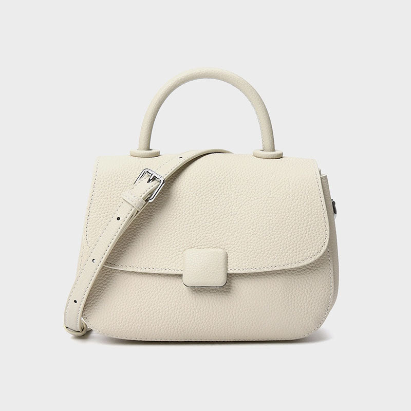 Women’s Genuine Leather Minimalist Flip Cover Magnetic Clasp Crossbody Top Handle Bags image 4