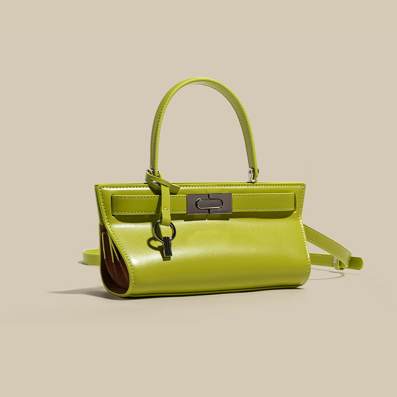Women’s Genuine Leather Minimalist Lock Buckle Tote Crossbody Shoulder Bag image 2