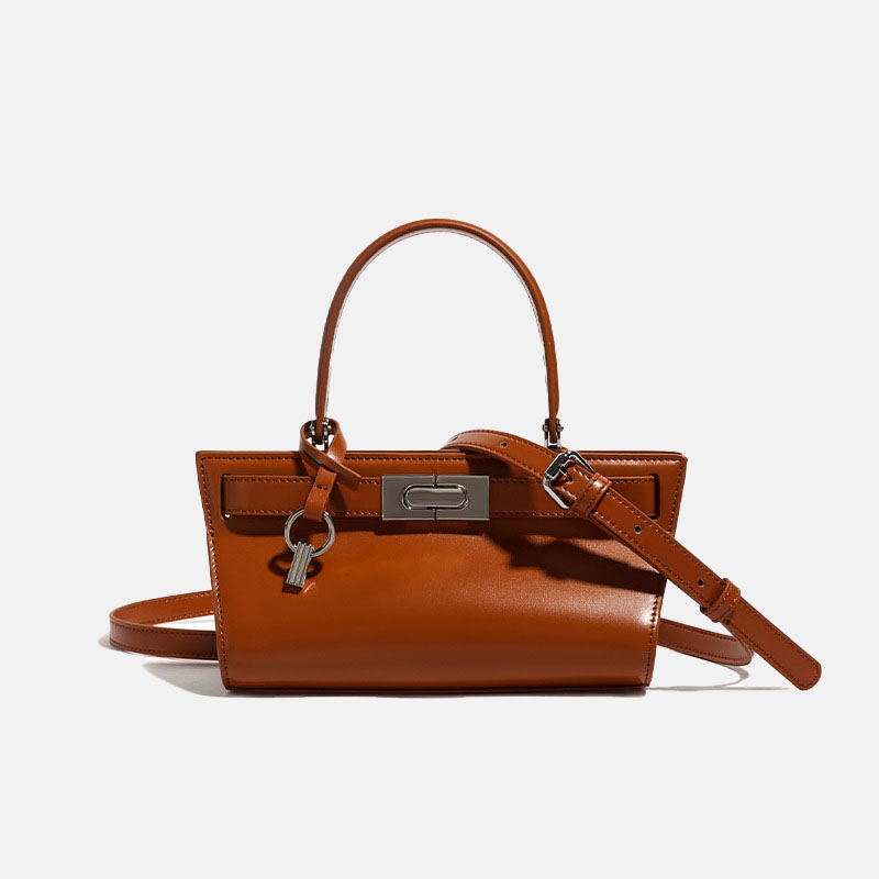 Women’s Genuine Leather Minimalist Lock Buckle Tote Crossbody Shoulder Bag image 5