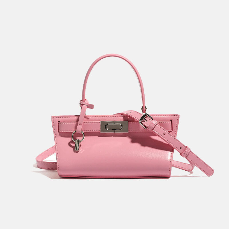 Women’s Genuine Leather Minimalist Lock Buckle Tote Crossbody Shoulder Bag image 7