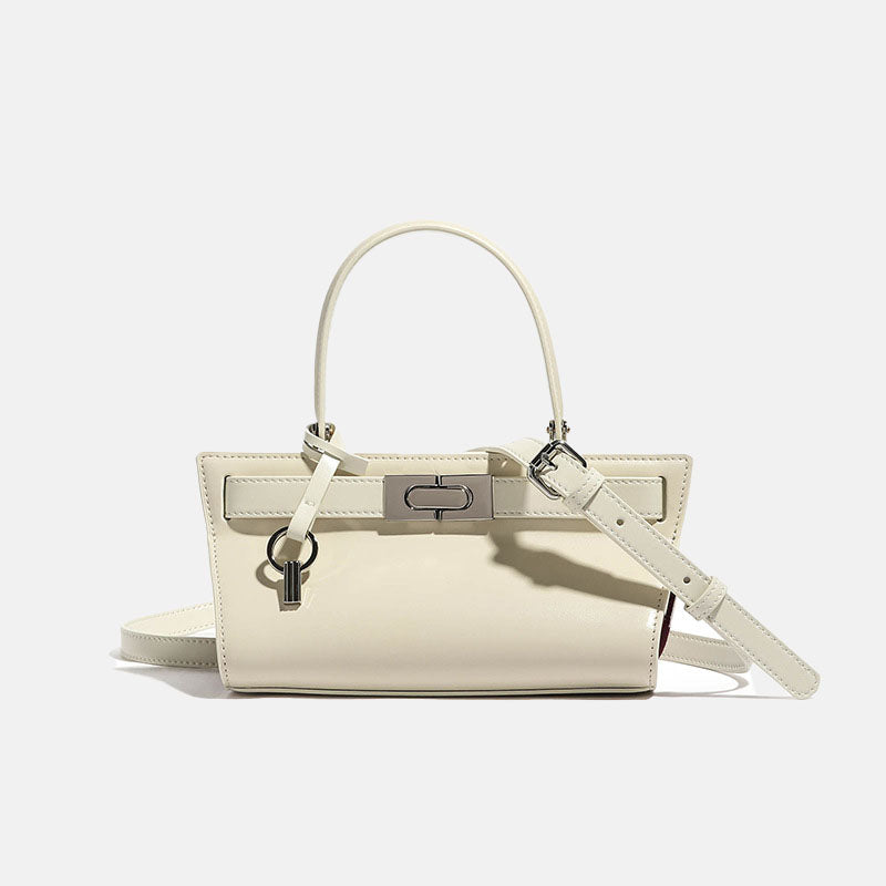 Women’s Genuine Leather Minimalist Lock Buckle Tote Crossbody Shoulder Bag image 6
