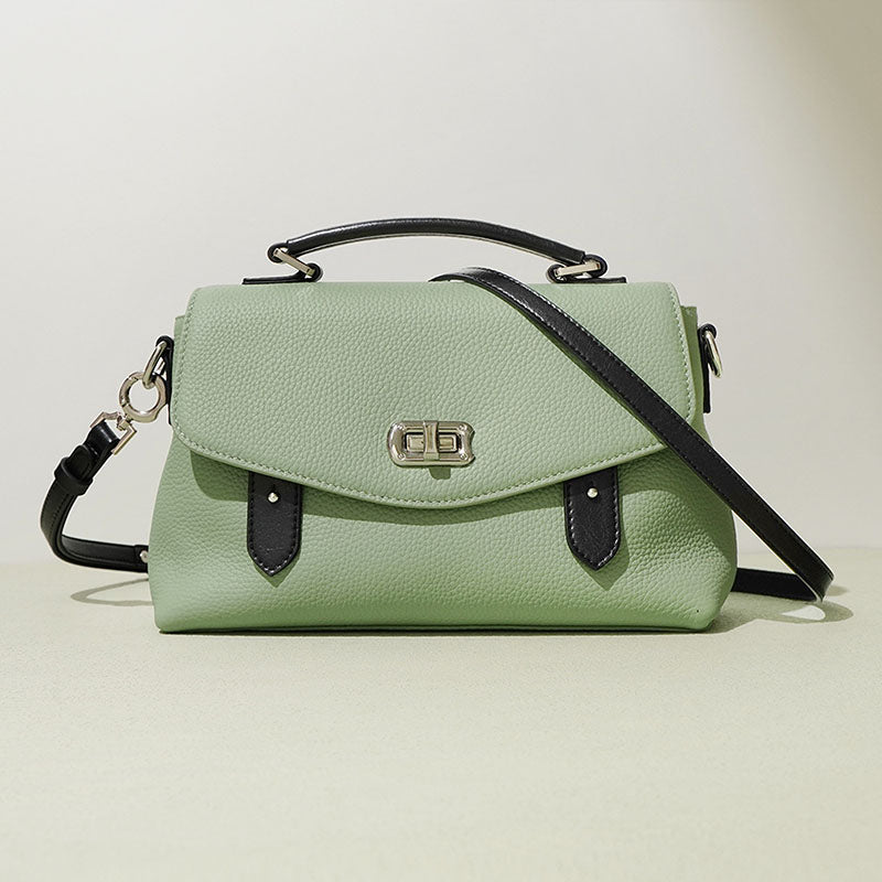 Women’s Genuine Leather Minimalist Lock-Clasp Handle Crossbody bag image 3