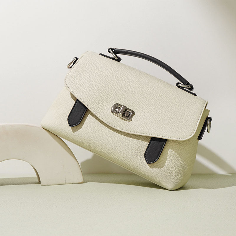 Women’s Genuine Leather Minimalist Lock-Clasp Handle Crossbody bag image 5