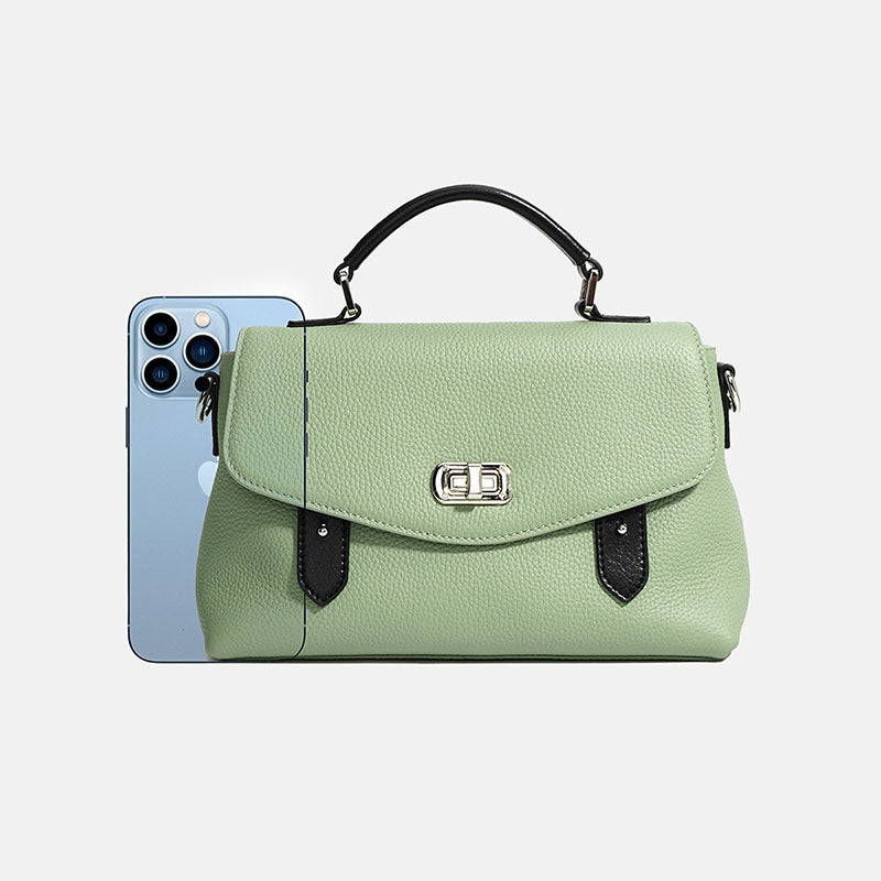 Women’s Genuine Leather Minimalist Lock-Clasp Handle Crossbody bag image 2