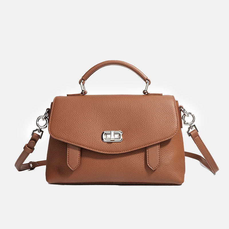 Women’s Genuine Leather Minimalist Lock-Clasp Handle Crossbody bag image 8