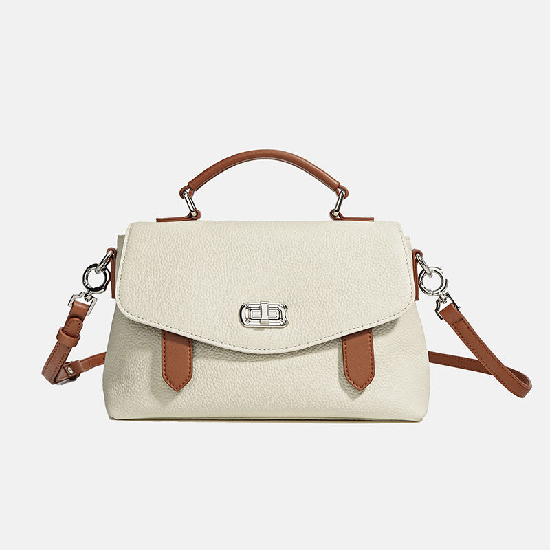 Women’s Genuine Leather Minimalist Lock-Clasp Handle Crossbody bag image 6