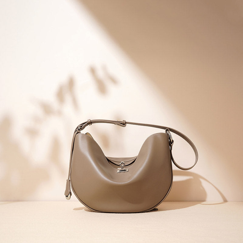 Women’s Genuine Leather Minimalist Lock-Clasp Shoulder Bag image 3