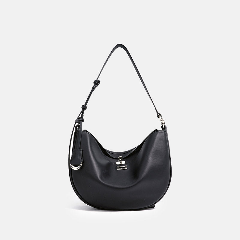 Women’s Genuine Leather Minimalist Lock-Clasp Shoulder Bag image 7