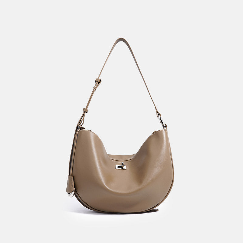 Women’s Genuine Leather Minimalist Lock-Clasp Shoulder Bag image