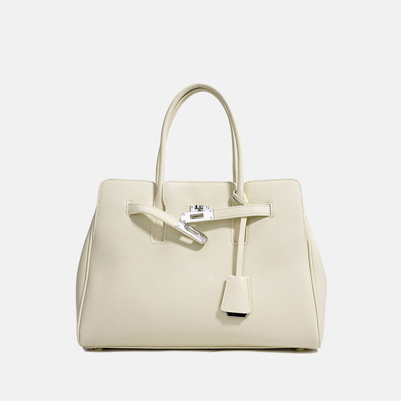 Women’s Genuine Leather Minimalist Lock-Clasp Tote Bag image 3