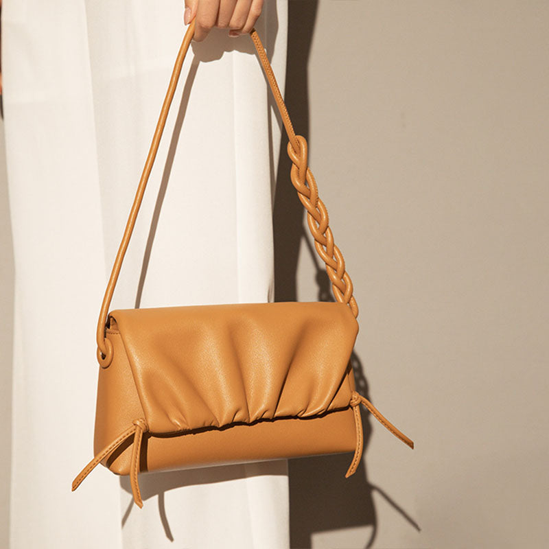 Women’s Genuine Leather Minimalist Pleated Cloud Shoulder Crossbody Bag image 5
