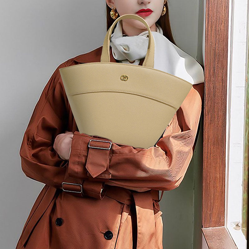 Women’s Genuine Leather Minimalist Shell Tote Bag image 3