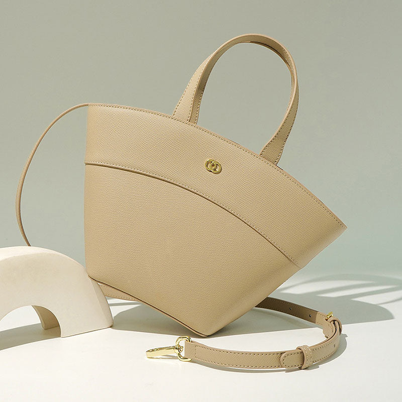 Women’s Genuine Leather Minimalist Shell Tote Bag image 2