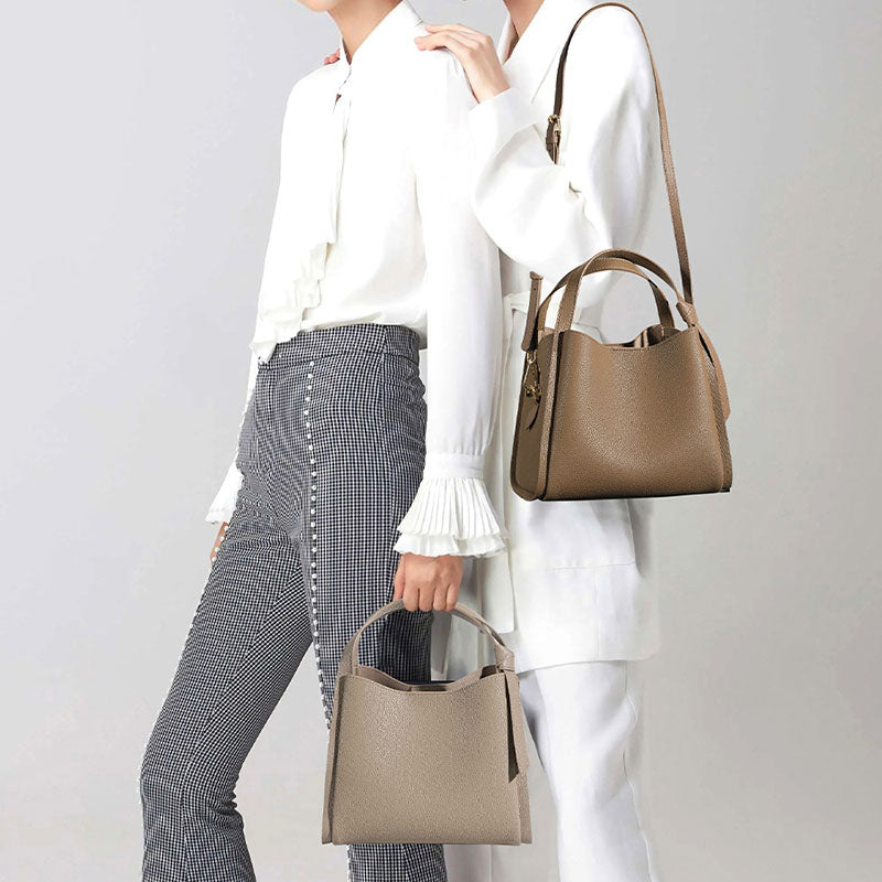Women’s Genuine Leather Minimalist Shoulder Bucket Bag image 3