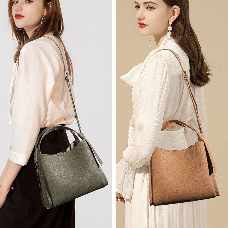 Women’s Genuine Leather Minimalist Shoulder Bucket Bag image 4