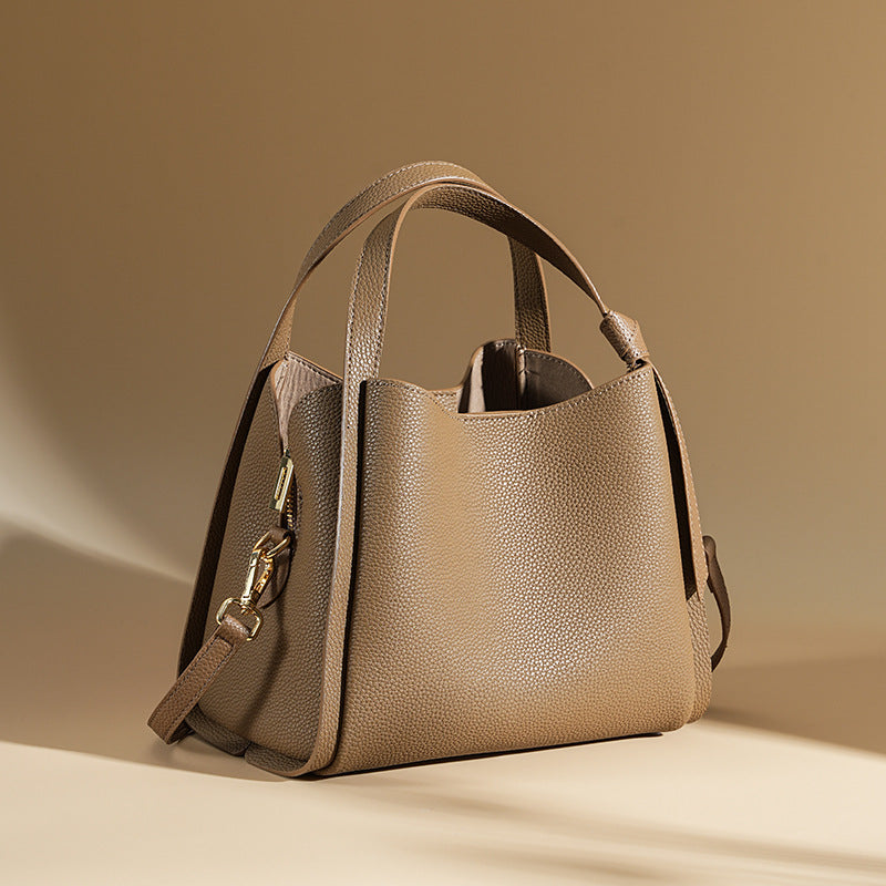 Women’s Genuine Leather Minimalist Shoulder Bucket Bag image
