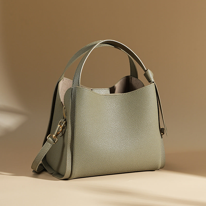 Women’s Genuine Leather Minimalist Shoulder Bucket Bag image 6