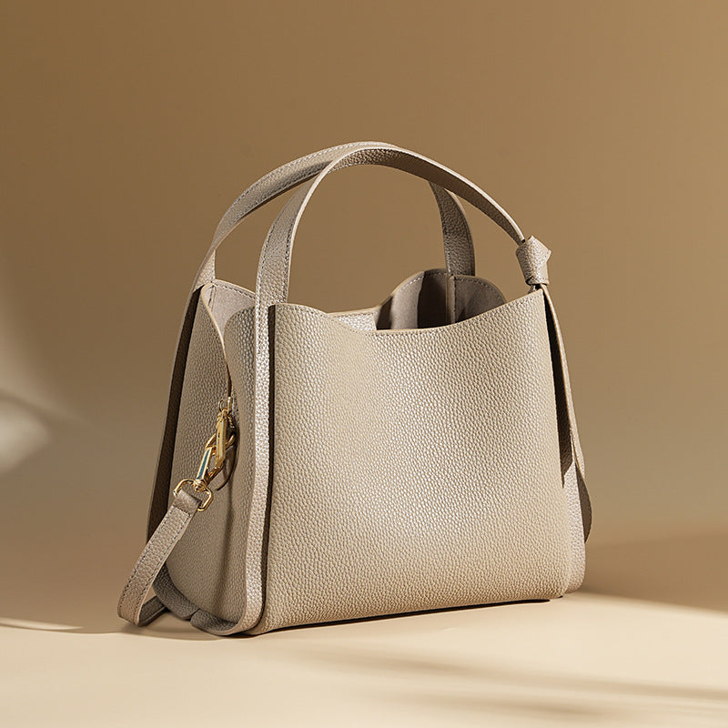 Women’s Genuine Leather Minimalist Shoulder Bucket Bag image 7