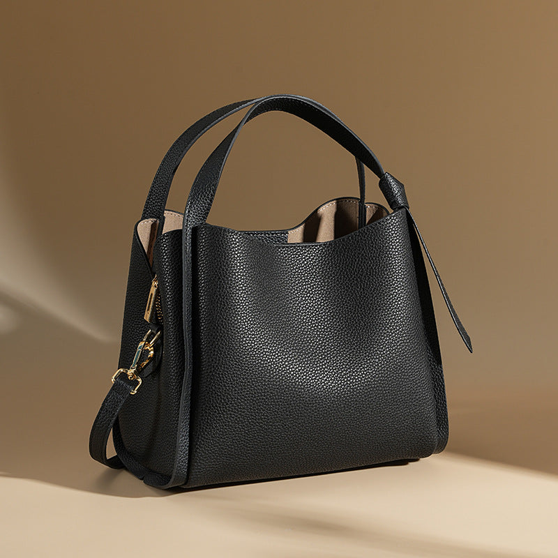 Women’s Genuine Leather Minimalist Shoulder Bucket Bag image 8