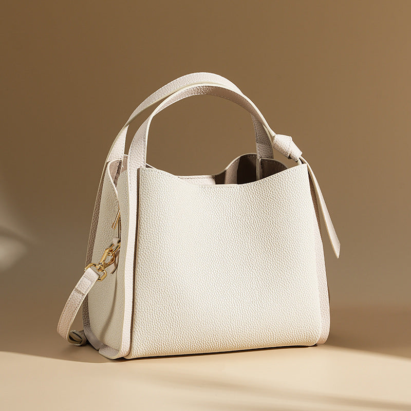 Women’s Genuine Leather Minimalist Shoulder Bucket Bag image 9