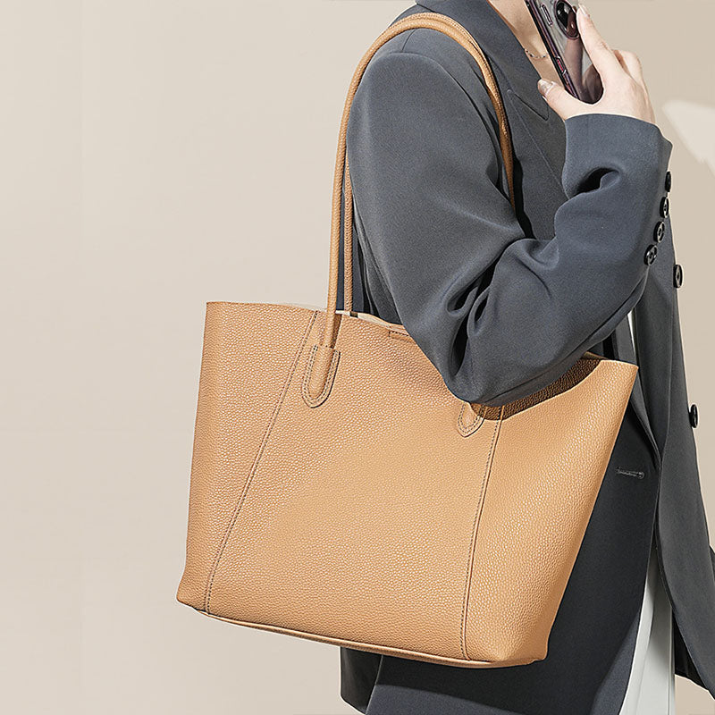 Women’s Genuine Leather Minimalist Shoulder Tote Bag image 3