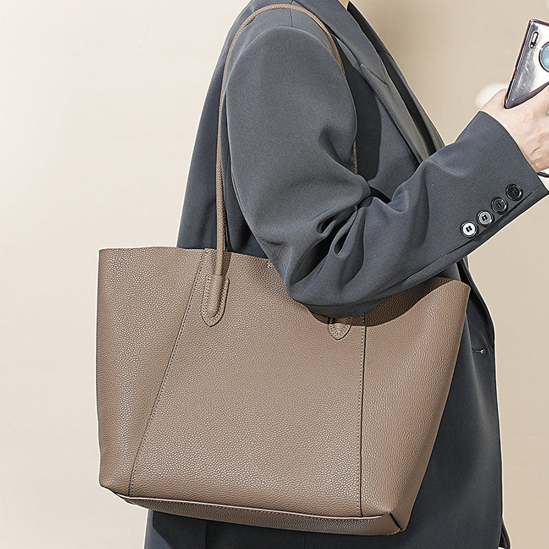 Women’s Genuine Leather Minimalist Shoulder Tote Bag image 5