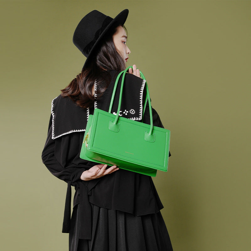 Women’s Genuine Leather Minimalist Single Shoulder Baguette Bag image 2