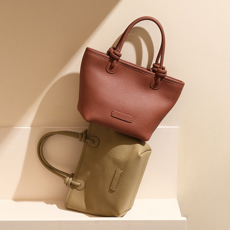 Women’s Genuine Leather Minimalist Tote Bucket Bag image 5