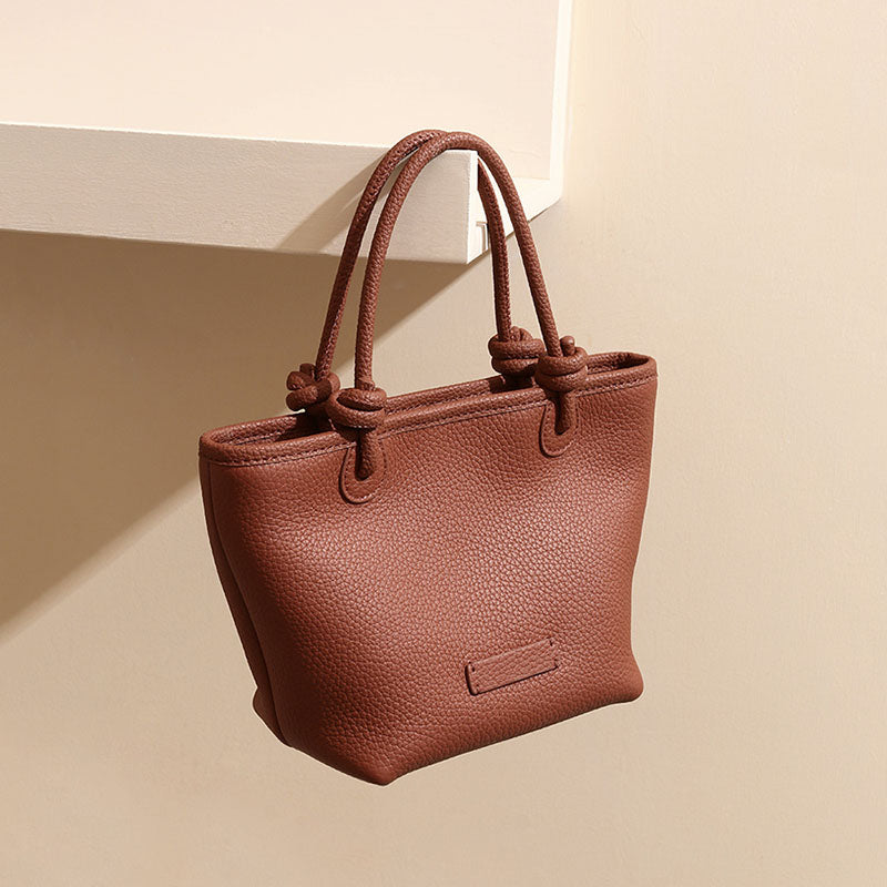 Women’s Genuine Leather Minimalist Tote Bucket Bag image 4