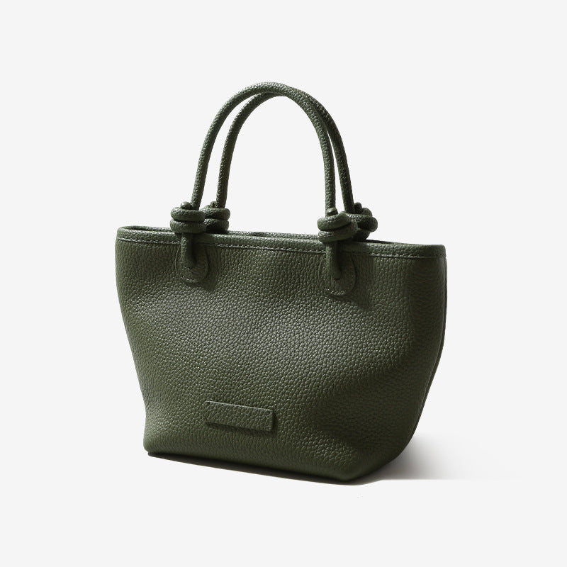 Women’s Genuine Leather Minimalist Tote Bucket Bag image 6
