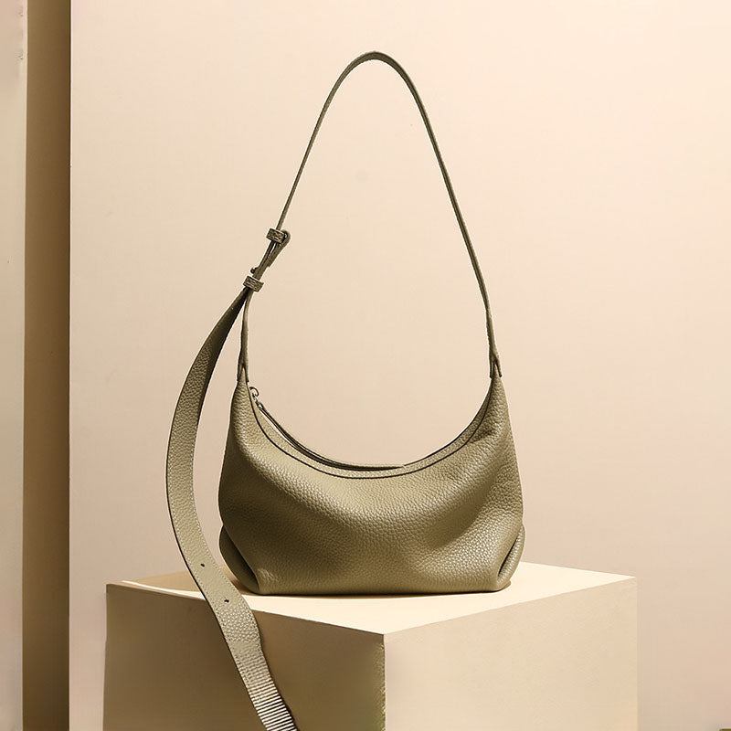 Women’s Genuine Leather Minimalist Zip-Top Crossbody Shoulder Bag image 2