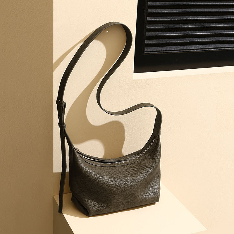 Women’s Genuine Leather Minimalist Zip-Top Crossbody Shoulder Bag image 5