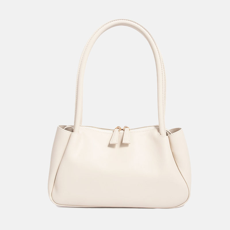 Women’s Genuine Leather Minimalist Zipper Baguette Bag image 8