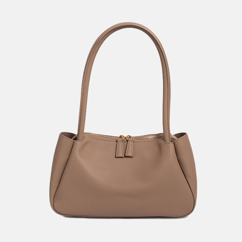 Women’s Genuine Leather Minimalist Zipper Baguette Bag image 4