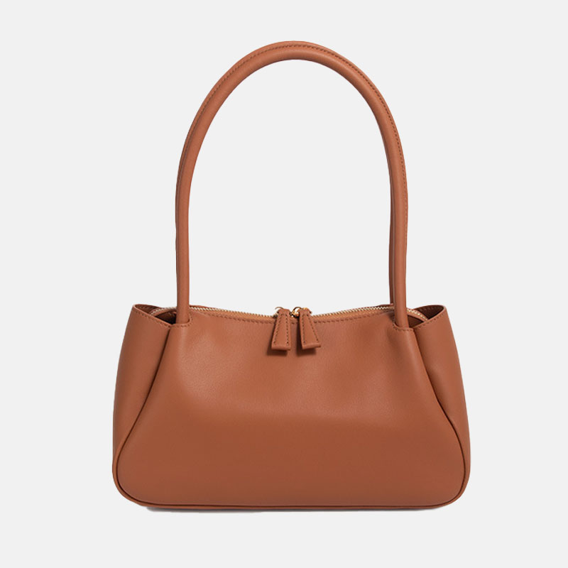 Women’s Genuine Leather Minimalist Zipper Baguette Bag image 6