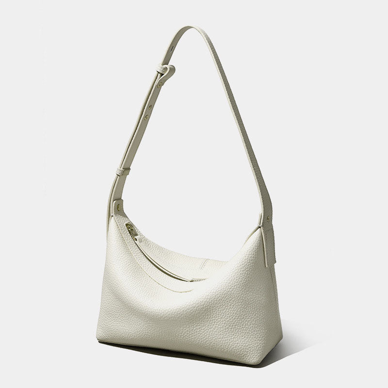 Women’s Genuine Leather Minimalist Zipper Crossbody Baguette Bag image 7