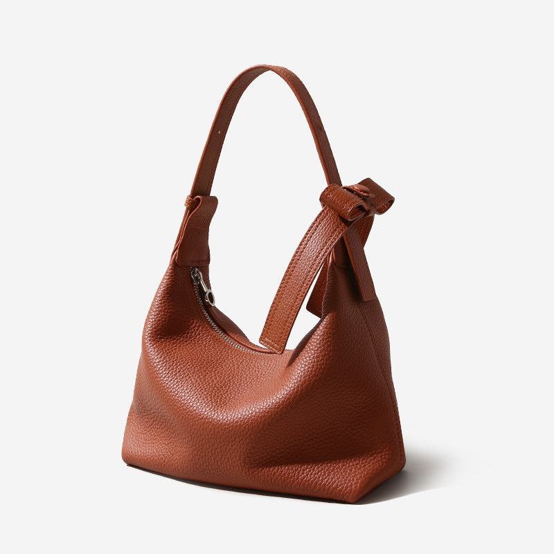 Women’s Genuine Leather Minimalist Zipper Crossbody Hobo Bag image 2