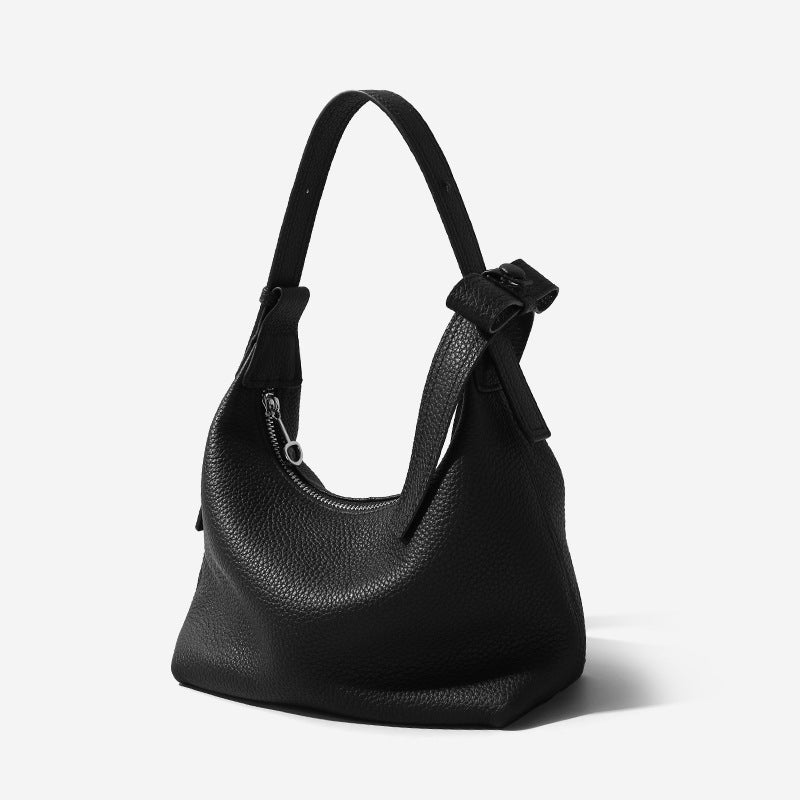 Women’s Genuine Leather Minimalist Zipper Crossbody Hobo Bag image 3