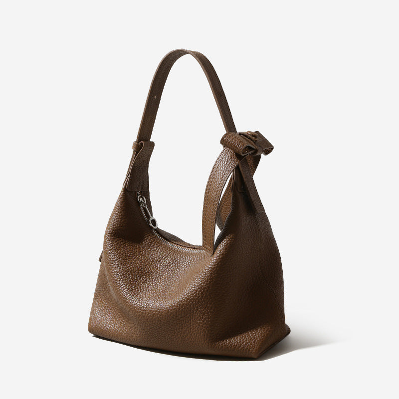 Women’s Genuine Leather Minimalist Zipper Crossbody Hobo Bag image 4