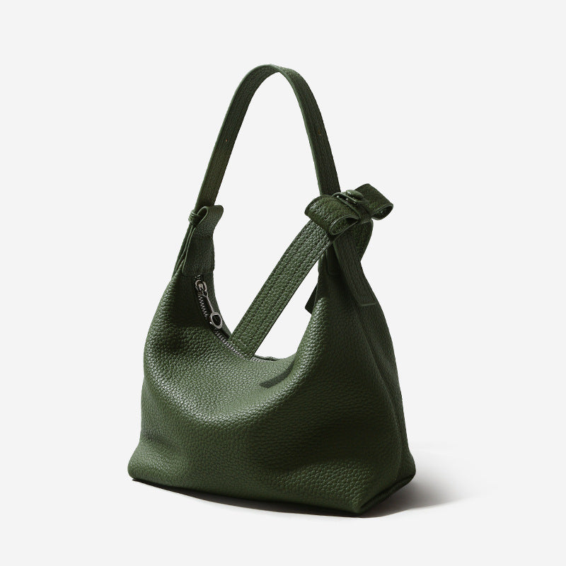Women’s Genuine Leather Minimalist Zipper Crossbody Hobo Bag image 5