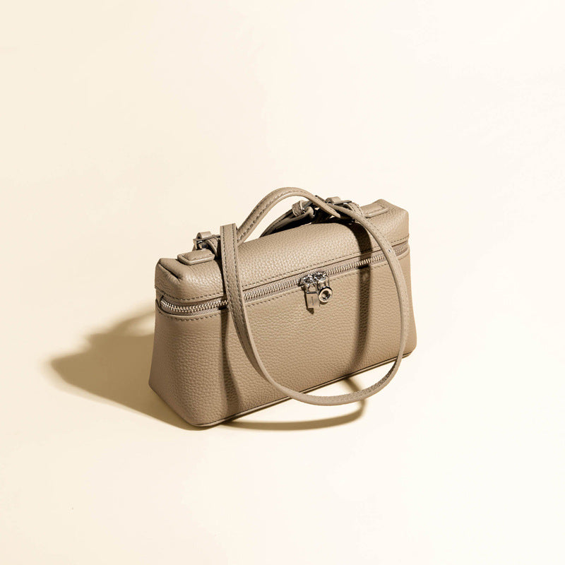 Women’s Genuine Leather Minimalist Zipper Crossbody Top Handle Box Bag image 5