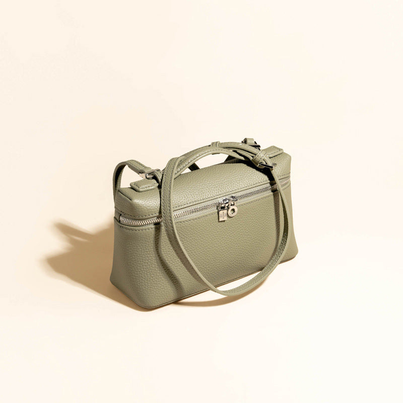 Women’s Genuine Leather Minimalist Zipper Crossbody Top Handle Box Bag image 6