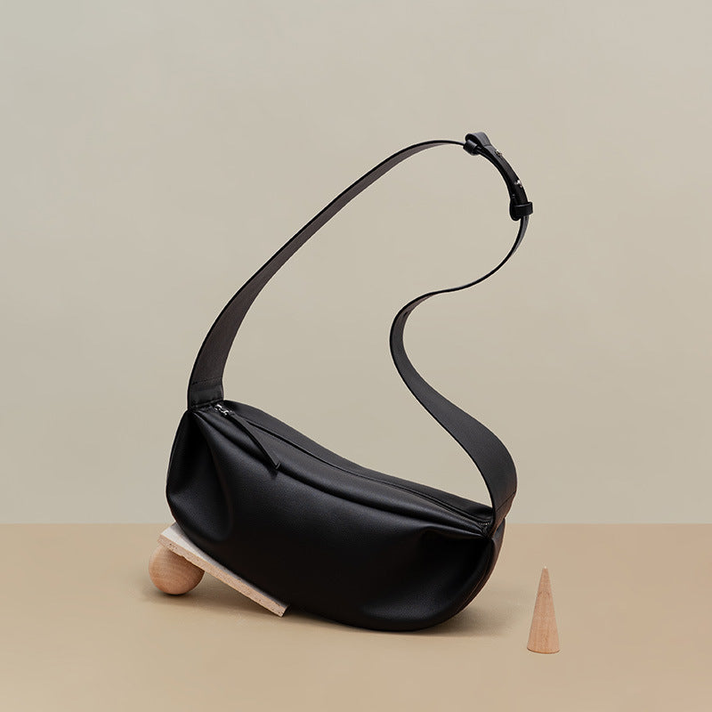 Women’s Genuine Leather Minimalistic Dumpling Shaped Crossbody Bag image 6