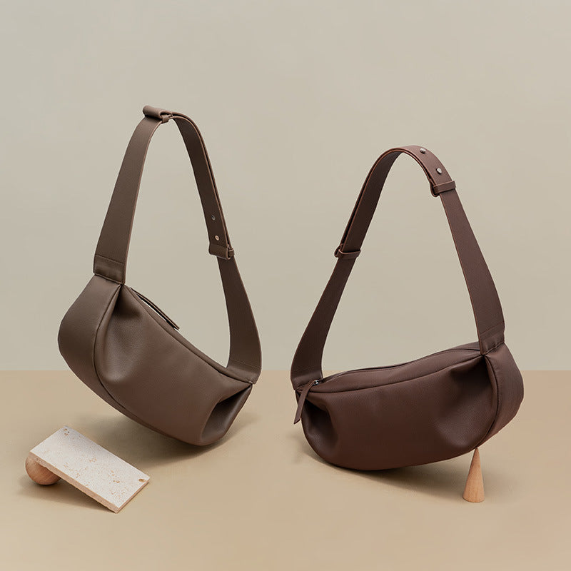Women’s Genuine Leather Minimalistic Dumpling Shaped Crossbody Bag image 4