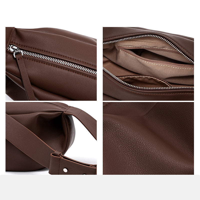 Women’s Genuine Leather Minimalistic Dumpling Shaped Crossbody Bag image 2
